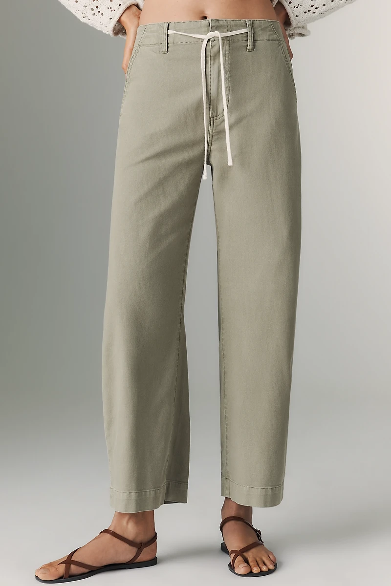 PAIGE Arellia Tie-Waist High-Rise Tapered Jeans