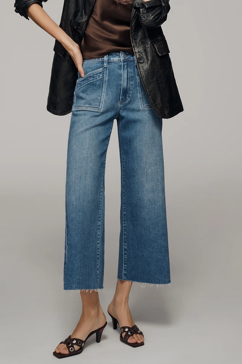 PAIGE Anessa Quincy Pocket High-Rise Crop Wide-Leg Jeans