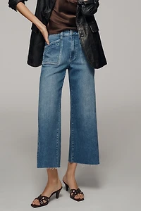 PAIGE Anessa Quincy Pocket High-Rise Crop Wide-Leg Jeans