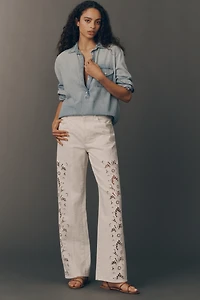 PAIGE Sawyer High-Rise Wide-Leg Cutout Jeans