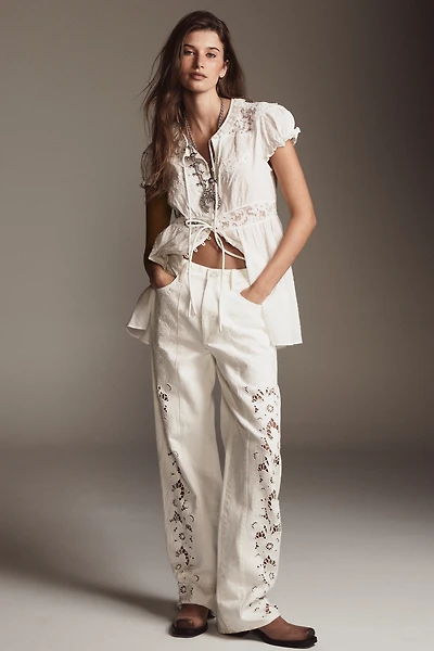 PAIGE Sawyer High-Rise Wide-Leg Cutout Jeans