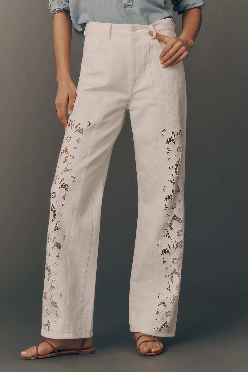 PAIGE Sawyer High-Rise Wide-Leg Cutout Jeans
