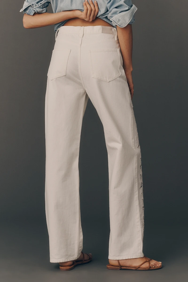 PAIGE Sawyer High-Rise Wide-Leg Cutout Jeans