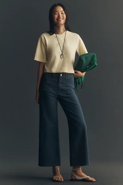 PAIGE Anessa Utility Pocket High-Rise Crop Wide-Leg Jeans