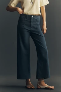 PAIGE Anessa Utility Pocket High-Rise Crop Wide-Leg Jeans
