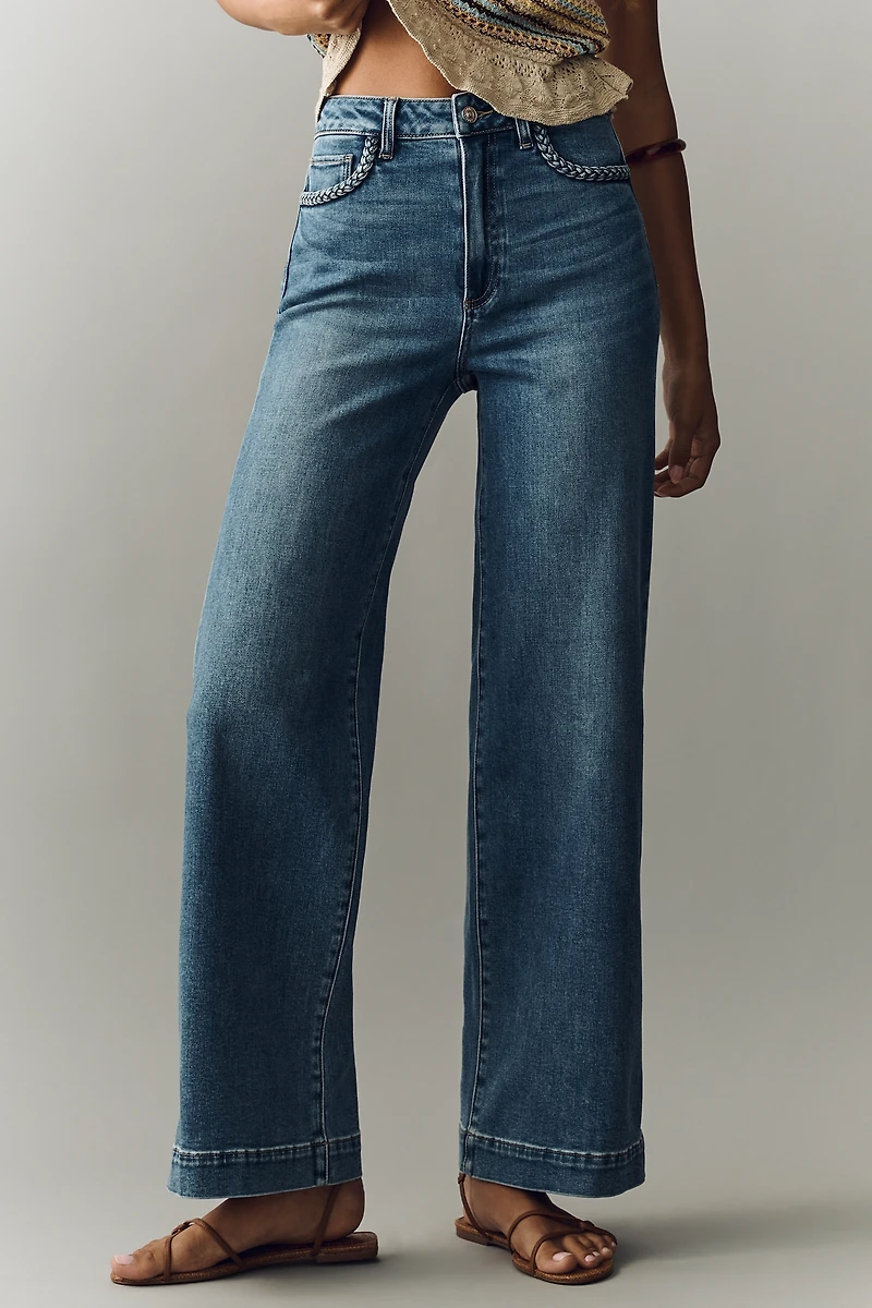 PAIGE Anessa 31" High Rise Wide Leg Braid Jeans