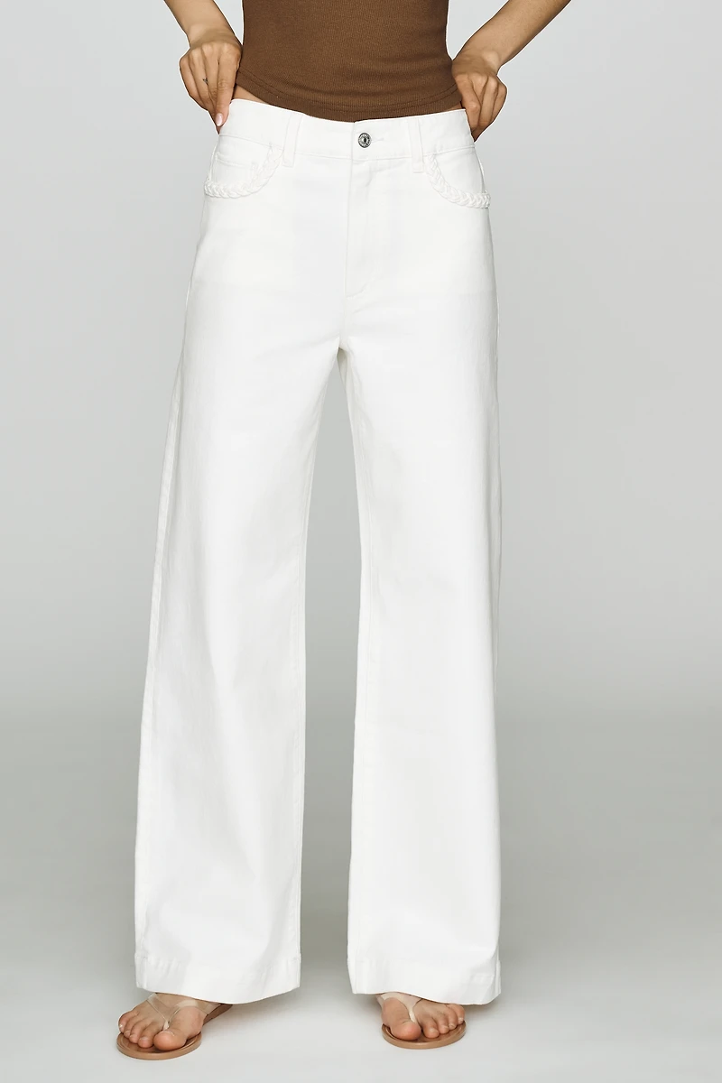 PAIGE Anessa Braided High-Rise Wide-Leg Jeans
