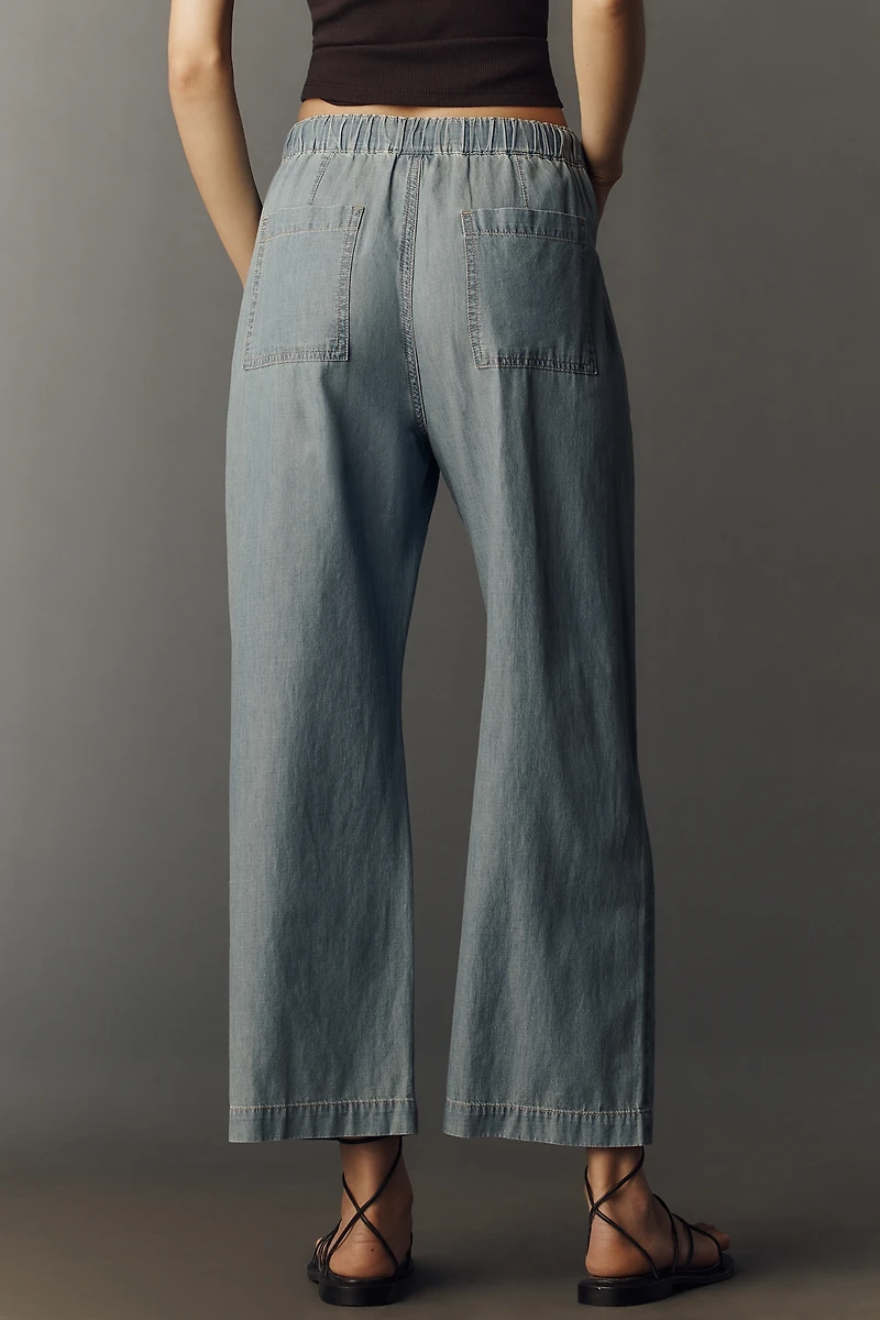 PAIGE Evan Tie-Waist High-Rise Cropped Jeans