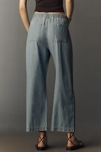 PAIGE Evan Tie-Waist High-Rise Cropped Jeans