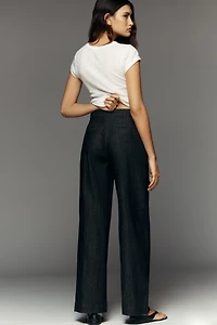 Maeve Belted Pleated High-Rise Wide-Leg Jeans