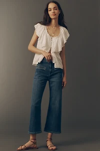 Maeve Welt Pocket High-Rise Crop Wide-Leg Jeans