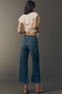 Maeve Welt Pocket High-Rise Crop Wide-Leg Jeans