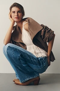 Pilcro Two-Tone High-Rise Wide-Leg Jeans