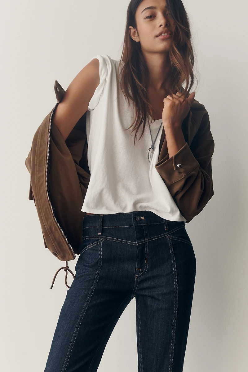 Pilcro High-Rise Seamed Straight-Leg Jeans