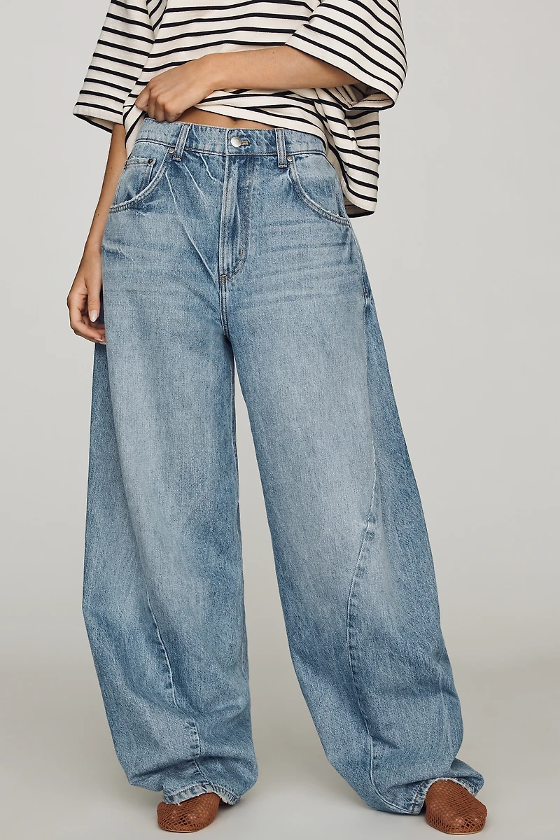Pilcro High-Rise Twisted Barrel-Leg Jeans