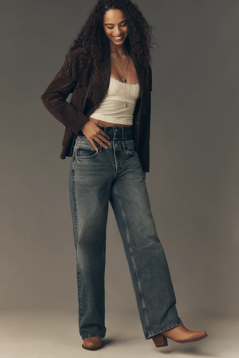 AGOLDE Elson High-Rise Double-Waisted Straight-Leg Jeans