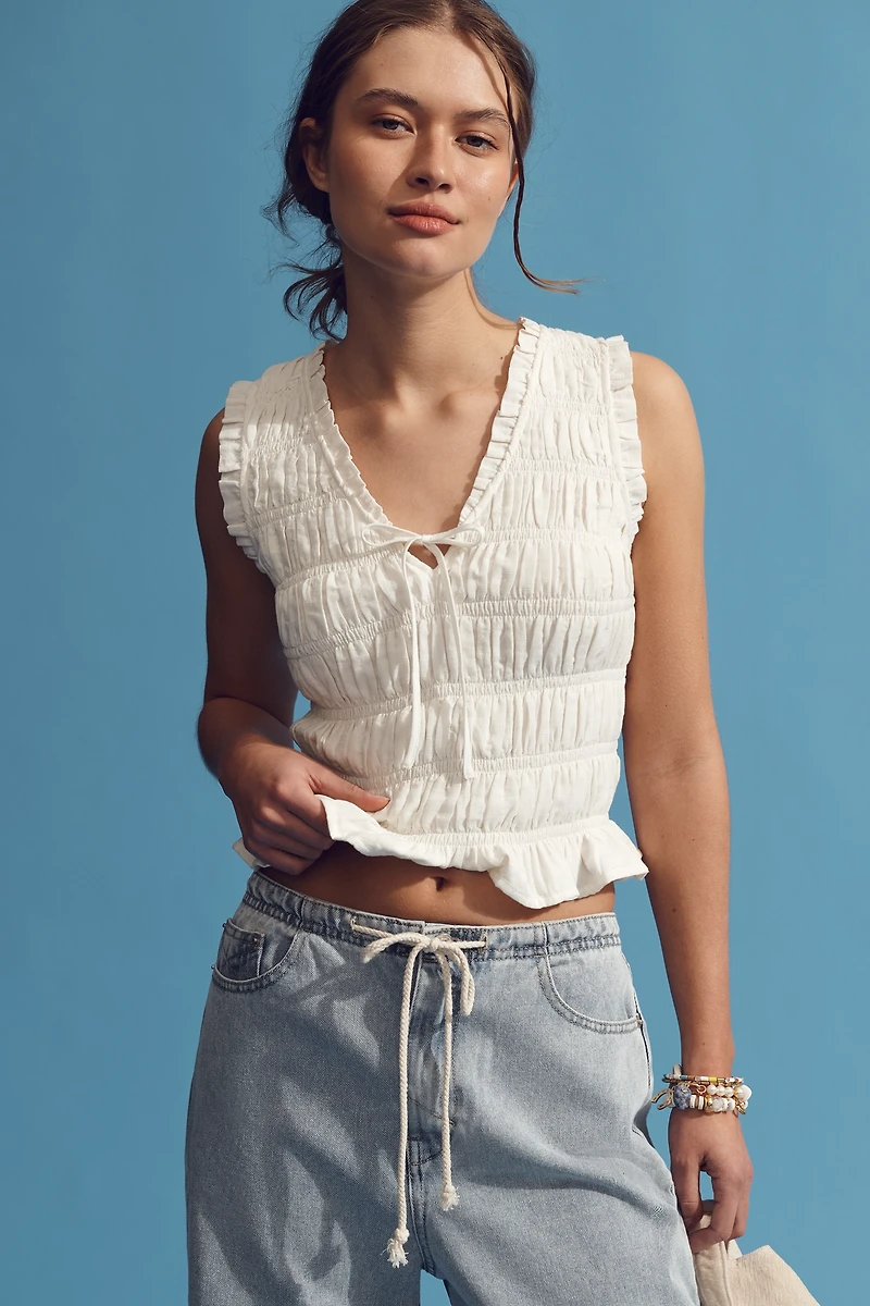 Unpublished Reece Drawstring High-Rise Wide-Leg Jeans