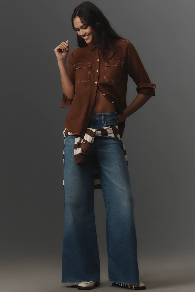 MOTHER The Roller Fray High-Rise Wide-Leg Jeans