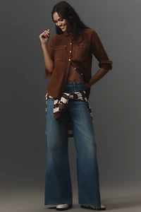 MOTHER The Roller Fray High-Rise Wide-Leg Jeans