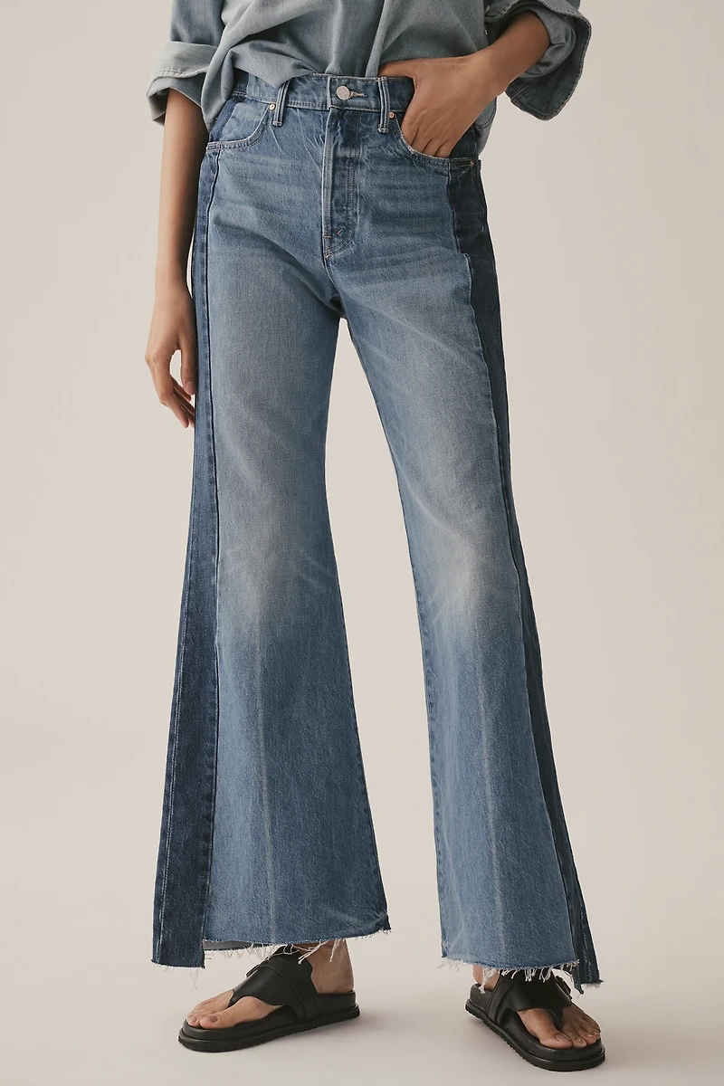 MOTHER The Tux Sidestepper Sneak Fray High-Rise Wide-Leg Jeans