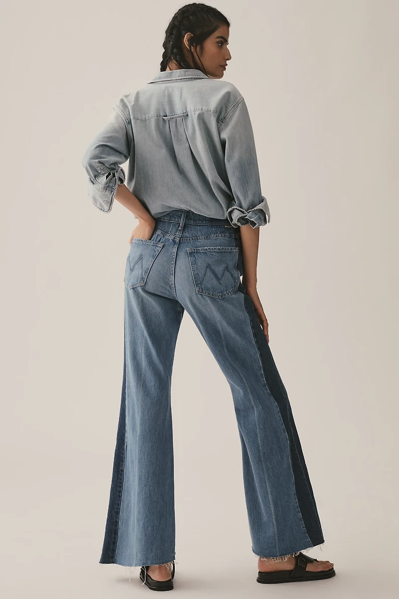 MOTHER The Tux Sidestepper Sneak Fray High-Rise Wide-Leg Jeans