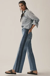 MOTHER The Tux Sidestepper Sneak Fray High-Rise Wide-Leg Jeans