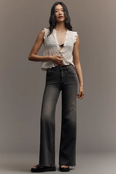 MOTHER The Hustler Roller High-Rise Wide-Leg Ankle Jeans