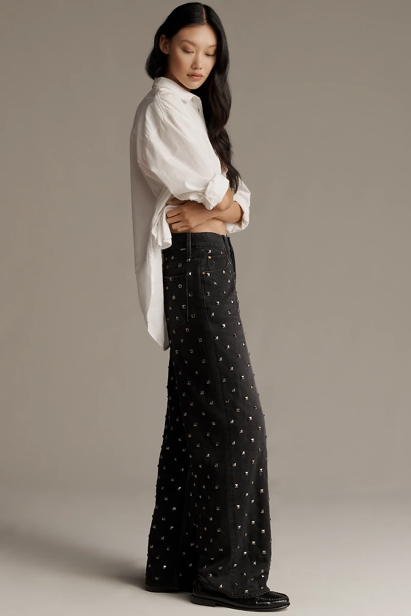 MOTHER The Studded Smoothie Sneak Mid-Rise Straight Jeans