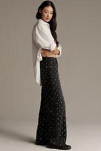 MOTHER The Studded Smoothie Sneak Mid-Rise Straight Jeans