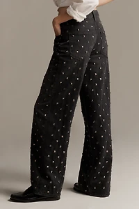 MOTHER The Studded Smoothie Sneak Mid-Rise Straight Jeans