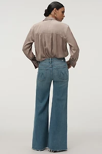 MOTHER The Tomcat Swisher Sneak High-Rise Wide-Leg Jeans