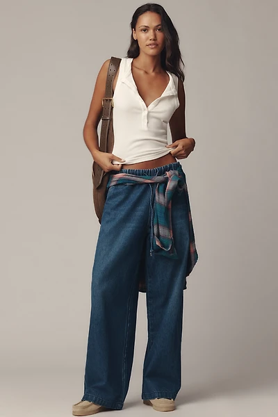 MOTHER The Buffet Nerdy High-Rise Wide-Leg Drawstring Jeans