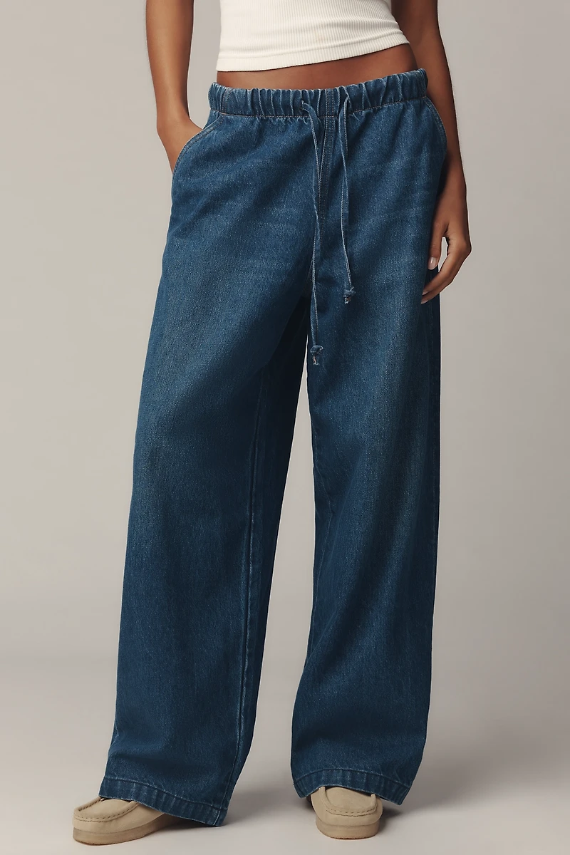 MOTHER The Buffet Nerdy High-Rise Wide-Leg Drawstring Jeans