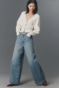 MOTHER Pipe Dream Button Sneak High-Rise Wide-Leg Jeans