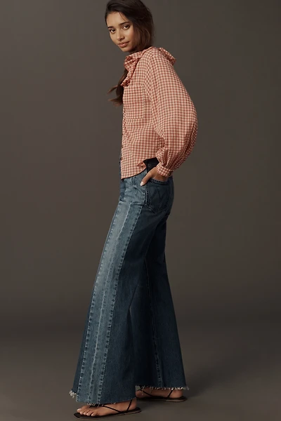 MOTHER The Tux Sidestepper Sneak Fray High-Rise Wide-Leg Jeans