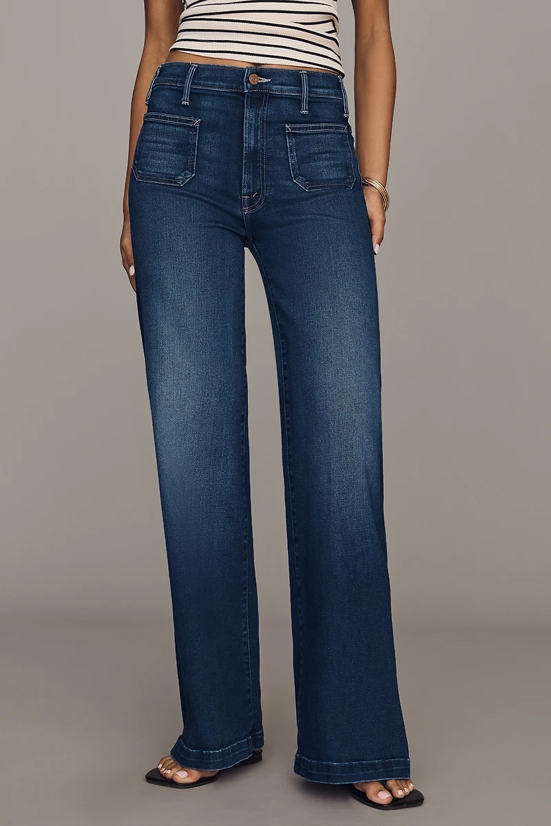 MOTHER Hustler Roller Patch Pocket Sneak High Rise Wide Leg Jeans