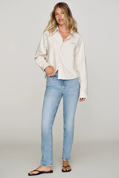 MOTHER Dazzler Hover Mid-Rise Straight-Leg Jeans