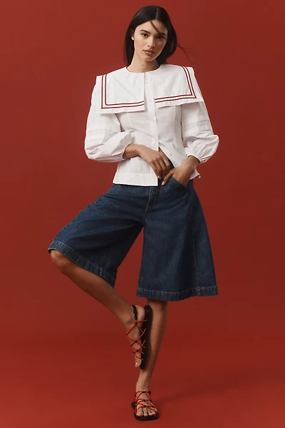 DL1961 Hepburn Aura Pleated High-Rise Culotte Jeans