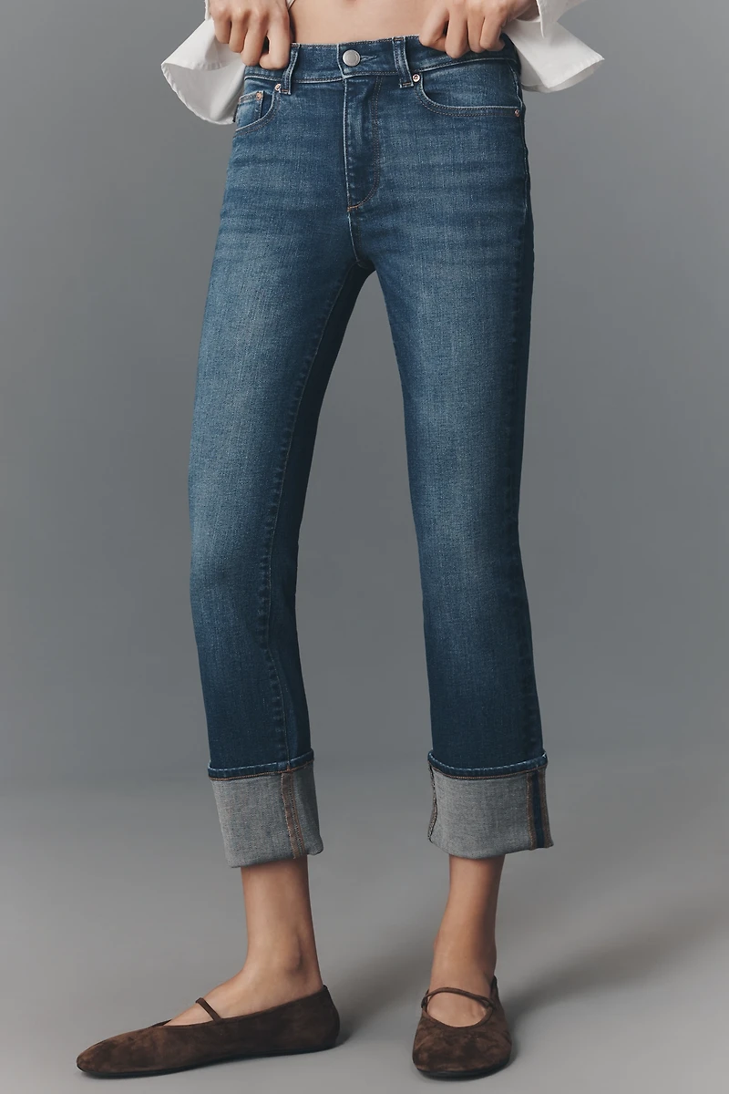 DL1961 Mara Mid-Rise Cuffed Straight-Leg Jeans