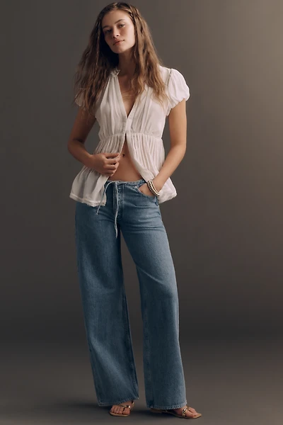 DL1961 Sienna Drawstring Mid-Rise Wide-Leg Jeans