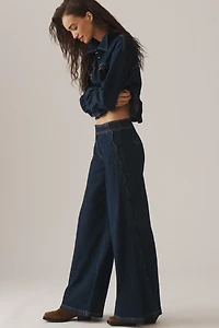 Maeve Scallop-Edge High-Rise Wide-Leg Jeans