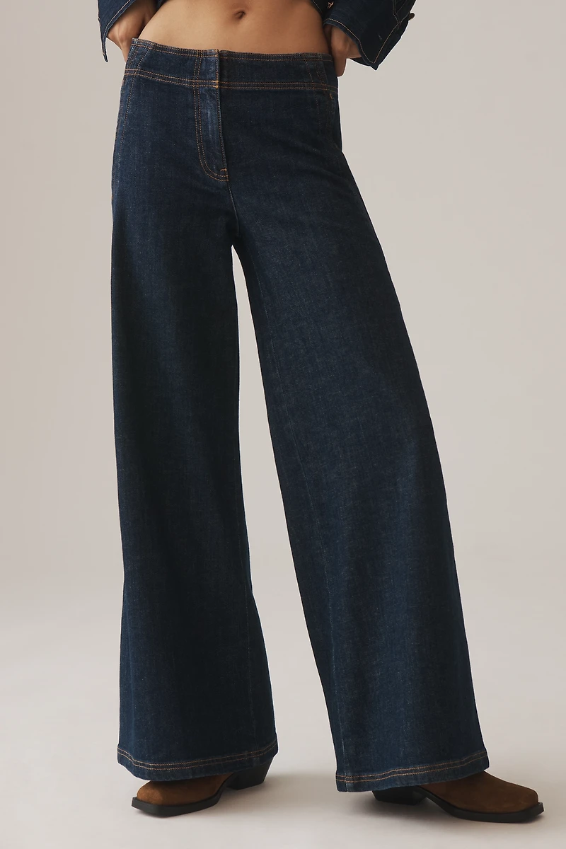 Maeve Scallop-Edge High-Rise Wide-Leg Jeans