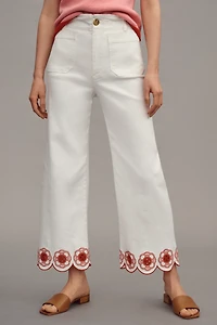 The Colette Scallop-Hem Crop Wide-Leg Jeans by Maeve