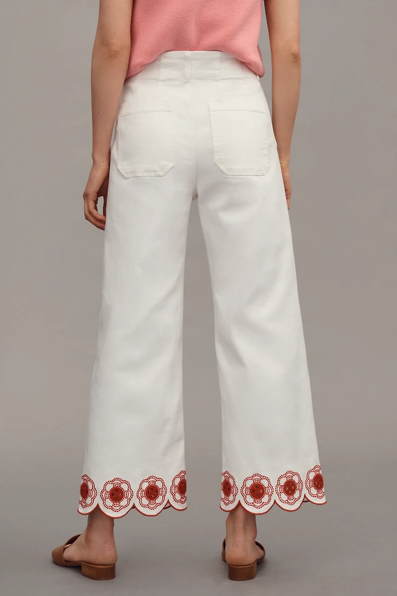 The Colette Scallop-Hem Crop Wide-Leg Jeans by Maeve