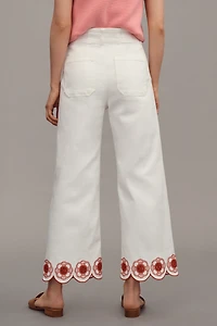 The Colette Scallop-Hem Crop Wide-Leg Jeans by Maeve
