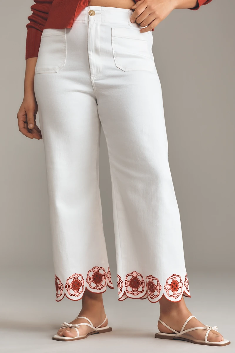 The Colette Scallop-Hem Crop Wide-Leg Jeans by Maeve