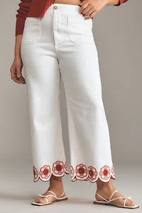 The Colette Scallop-Hem Crop Wide-Leg Jeans by Maeve