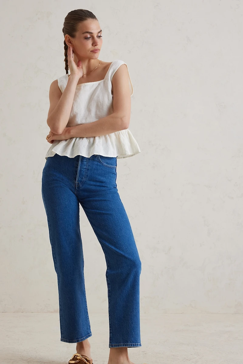 Levi's Ribcage Super High-Rise Straight-Leg Ankle Jeans