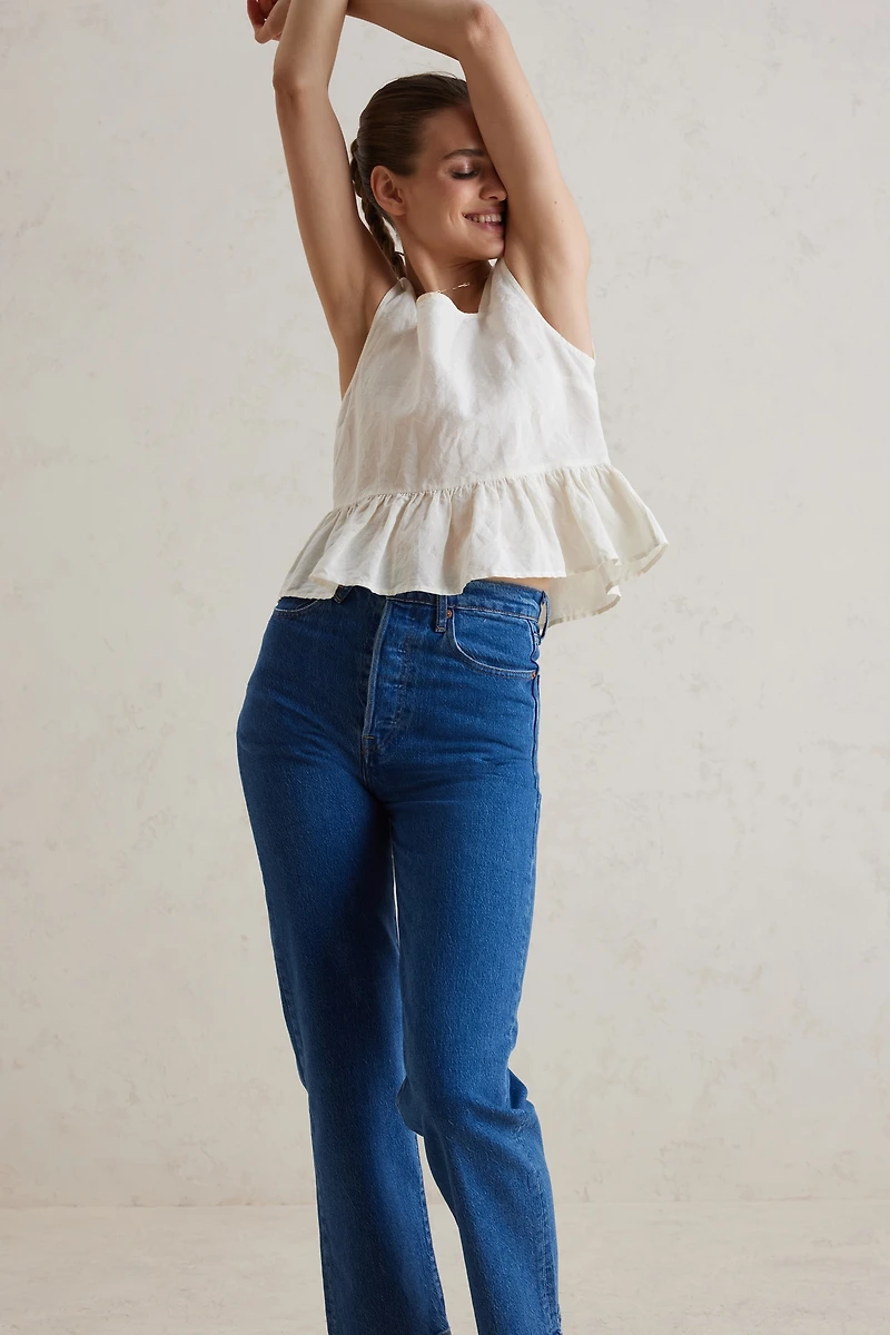 Levi's Ribcage Super High-Rise Straight-Leg Ankle Jeans