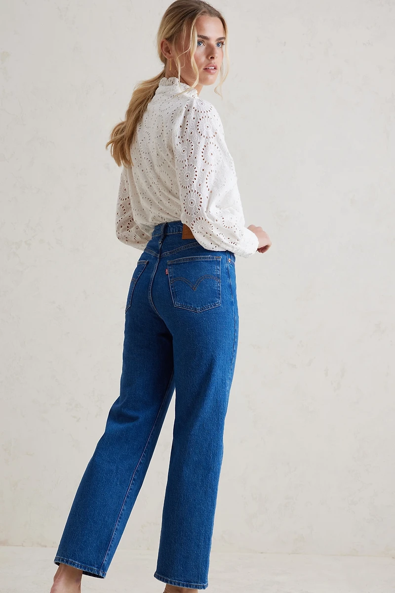 Levi's Ribcage Super High-Rise Straight-Leg Ankle Jeans
